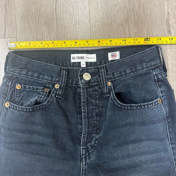 Re/Done Women's Jeans Originals High Rise Ankle Zip 90's in Worn Black Size 25 - Picture 5 of 9